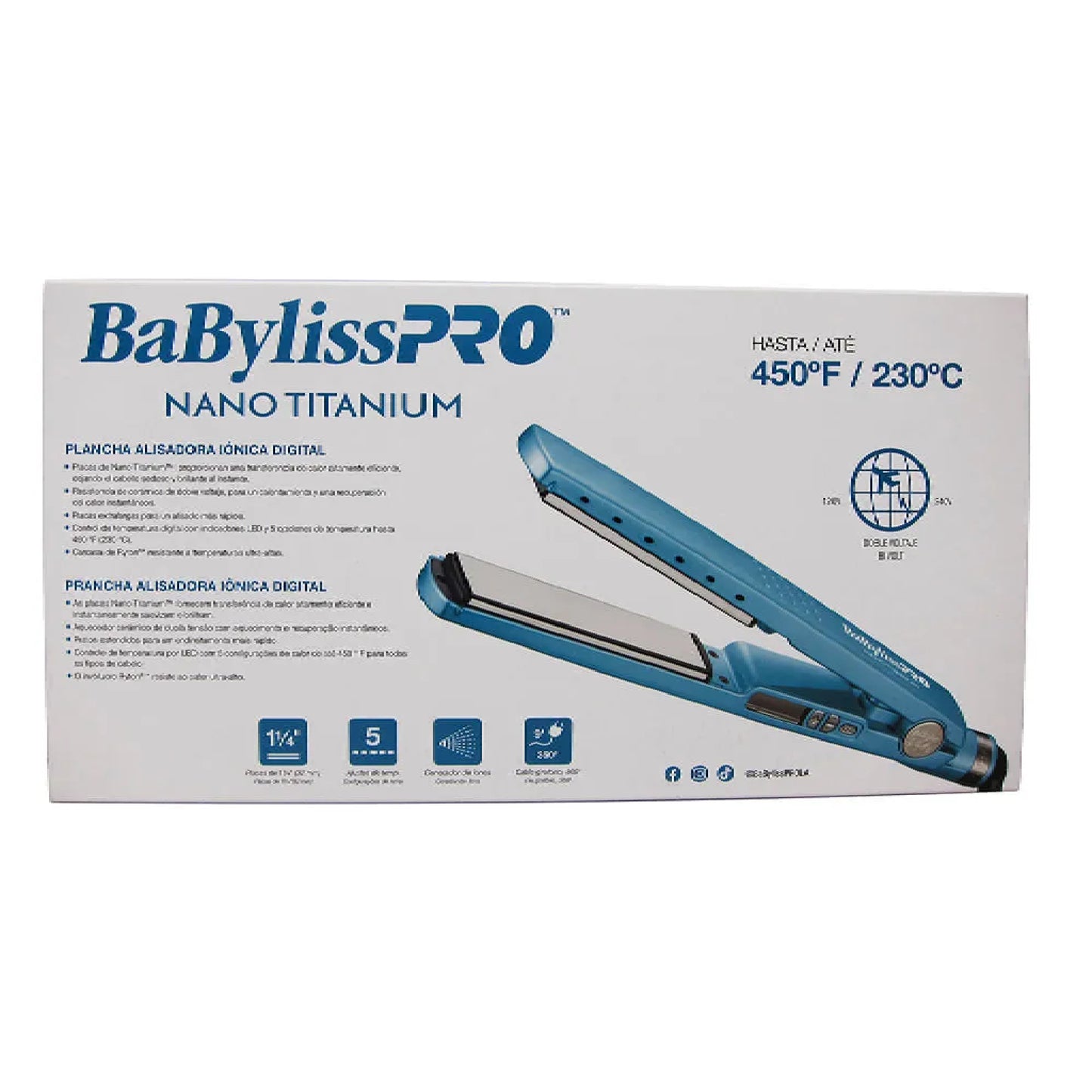 BabylissPro Plancha Alisadora Nano Titanium 32Mm Digital Bivoltaje 4091