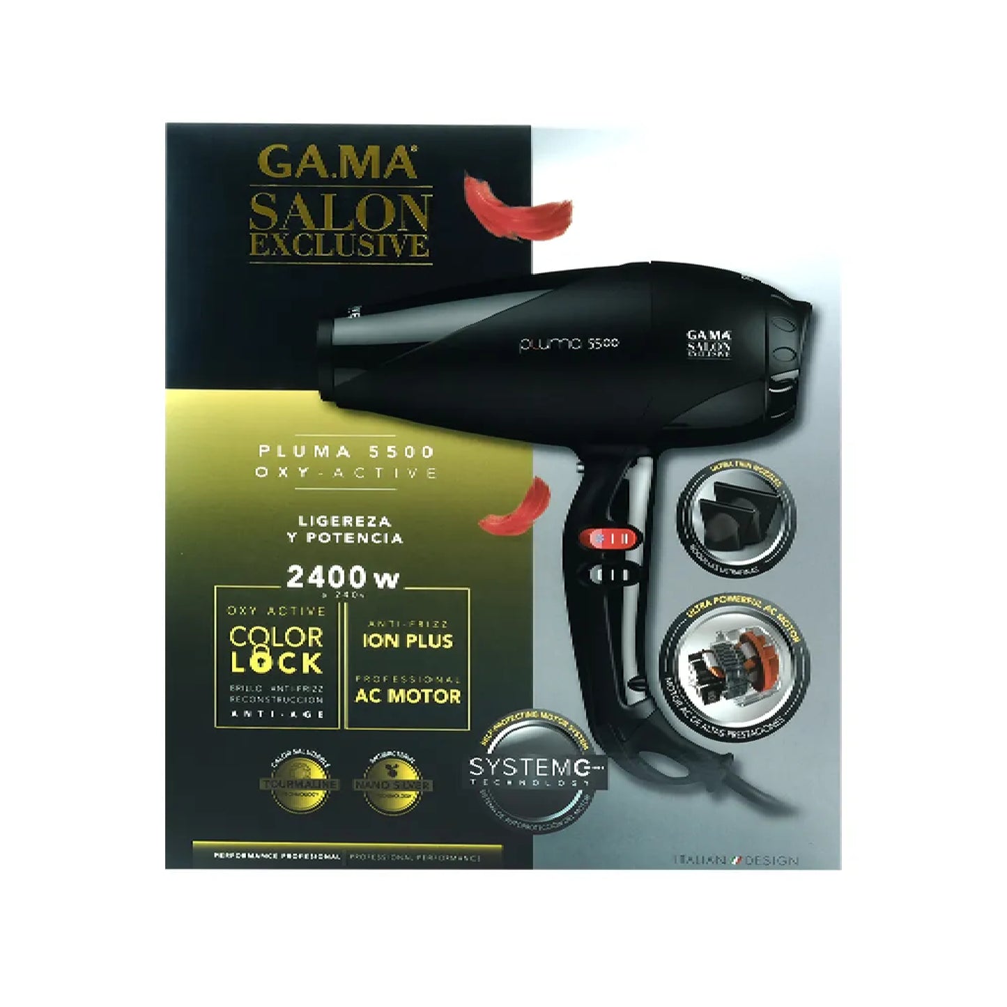 Gama Secador De Pelo Salon Exclusive Pluma 5500 Ion System Oxy Active