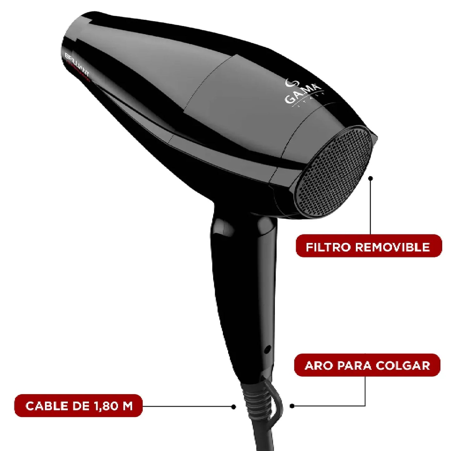 Gama Secador De Pelo Brilliant Tourmaline Ion