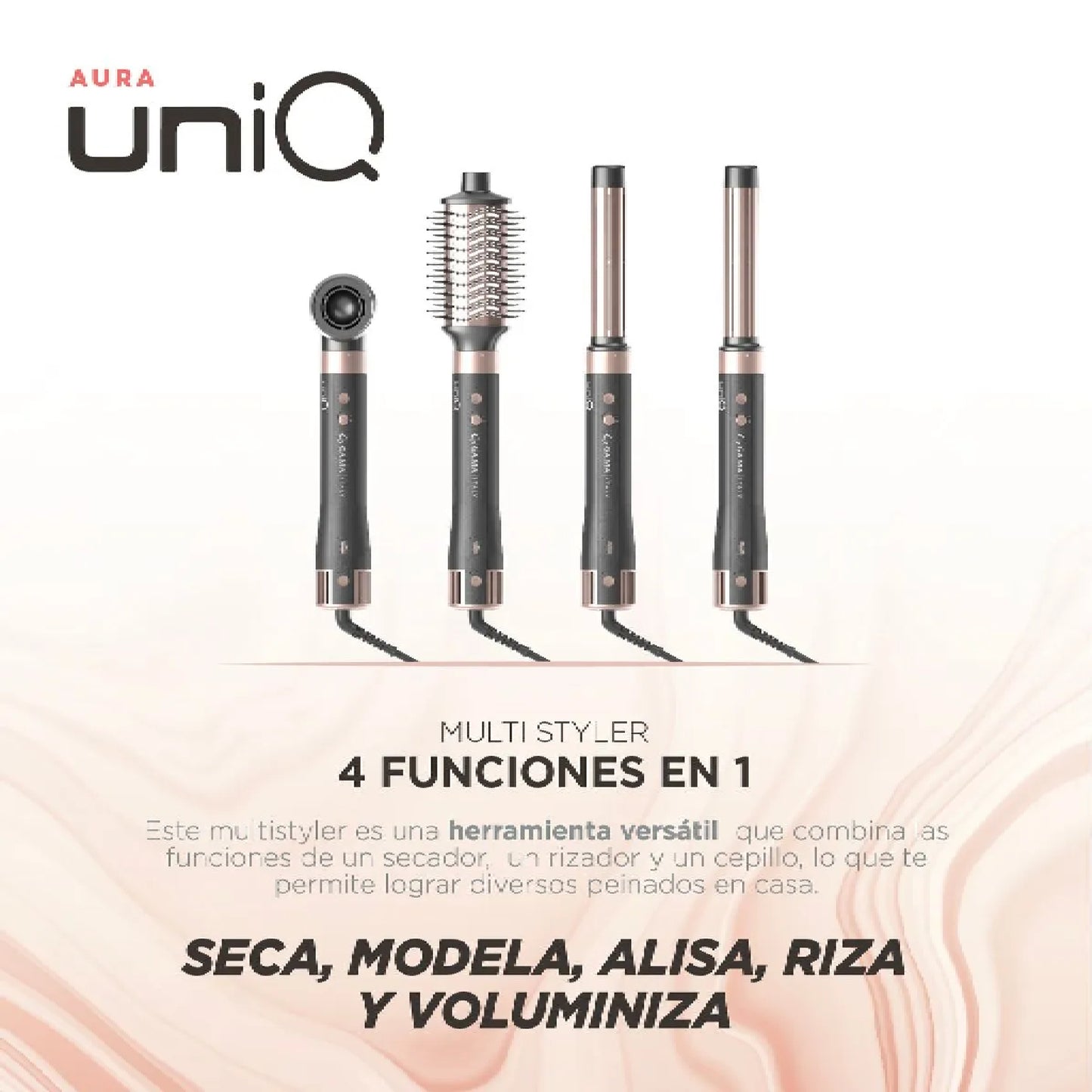 Gama Cepillo Secador Multistyler UniQ Aura 4 en 1