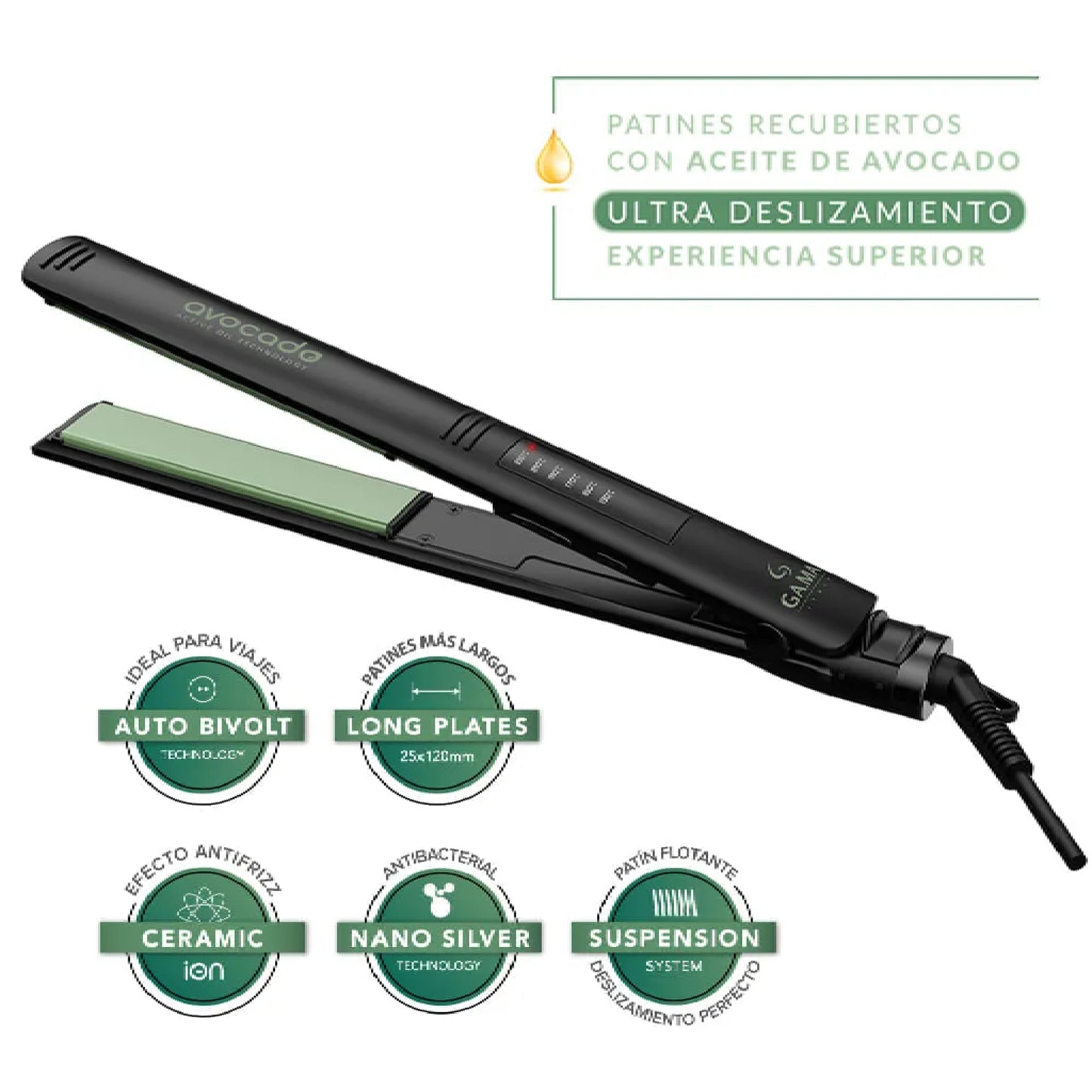 Gama Plancha Alisadora Elegance Led Avocado