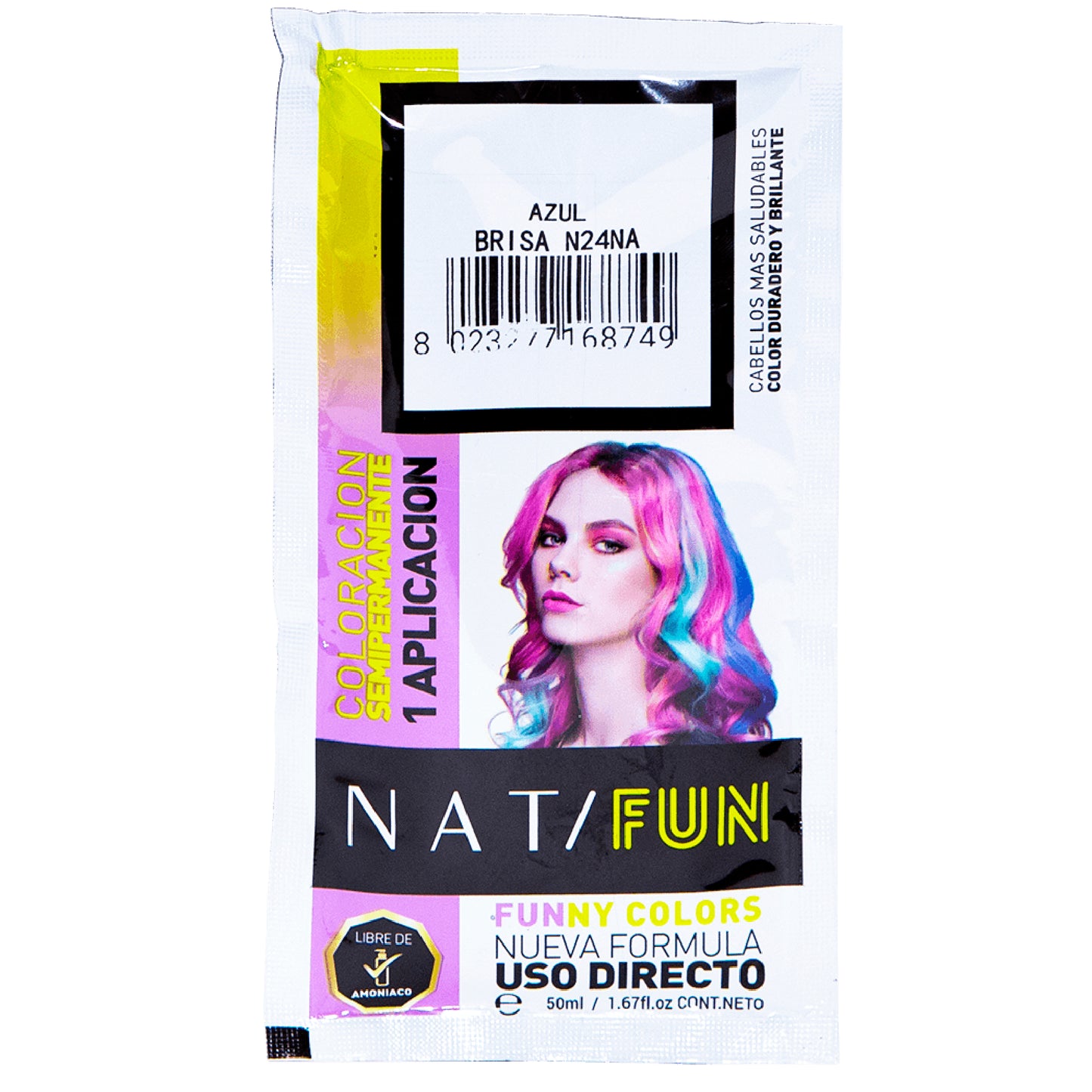 Nat Tintura Color Fantasía Fun Sachet 50Gr Azul Brisa