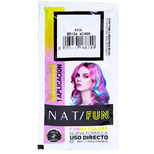Nat Tintura Color Fantasía Fun Sachet 50Gr Azul Brisa