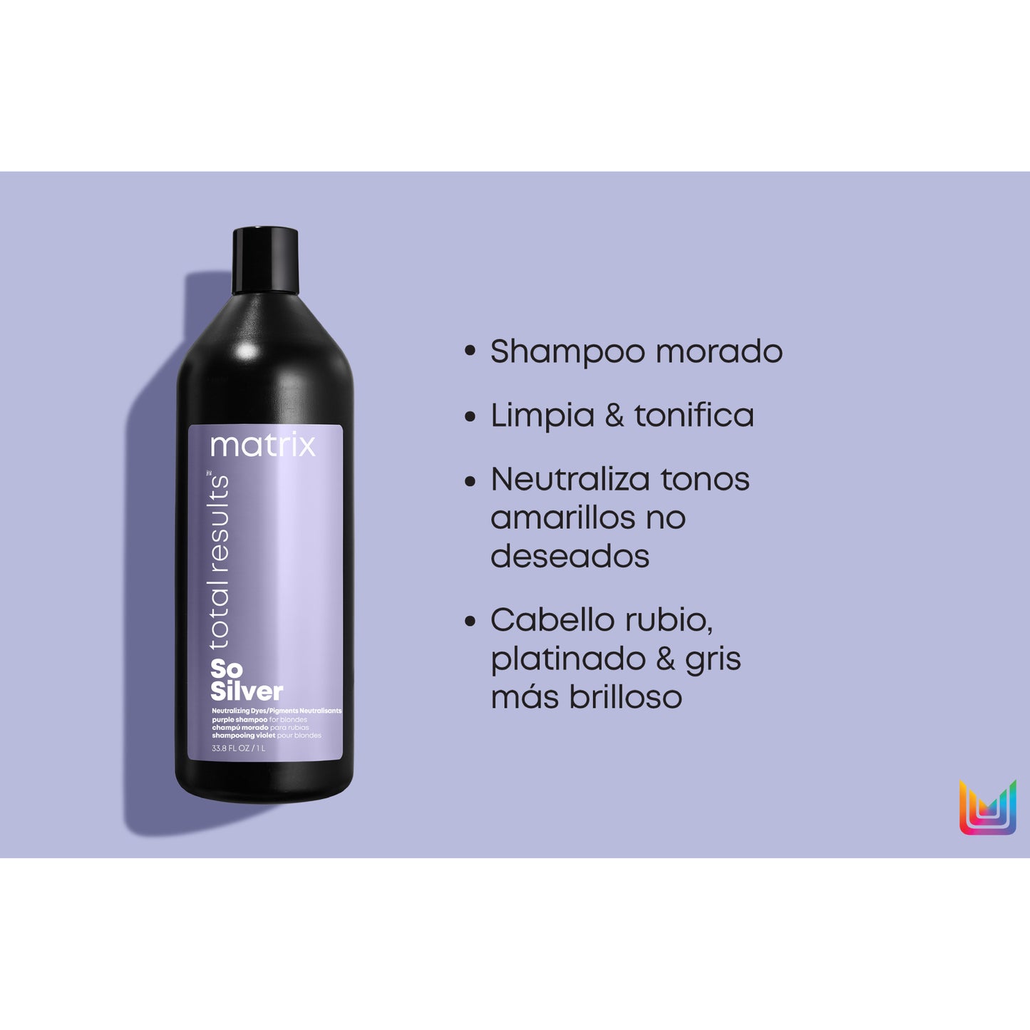 Matrix So Silver Shampoo Matizador Violeta Cabello Rubio O Canoso 1 Litro