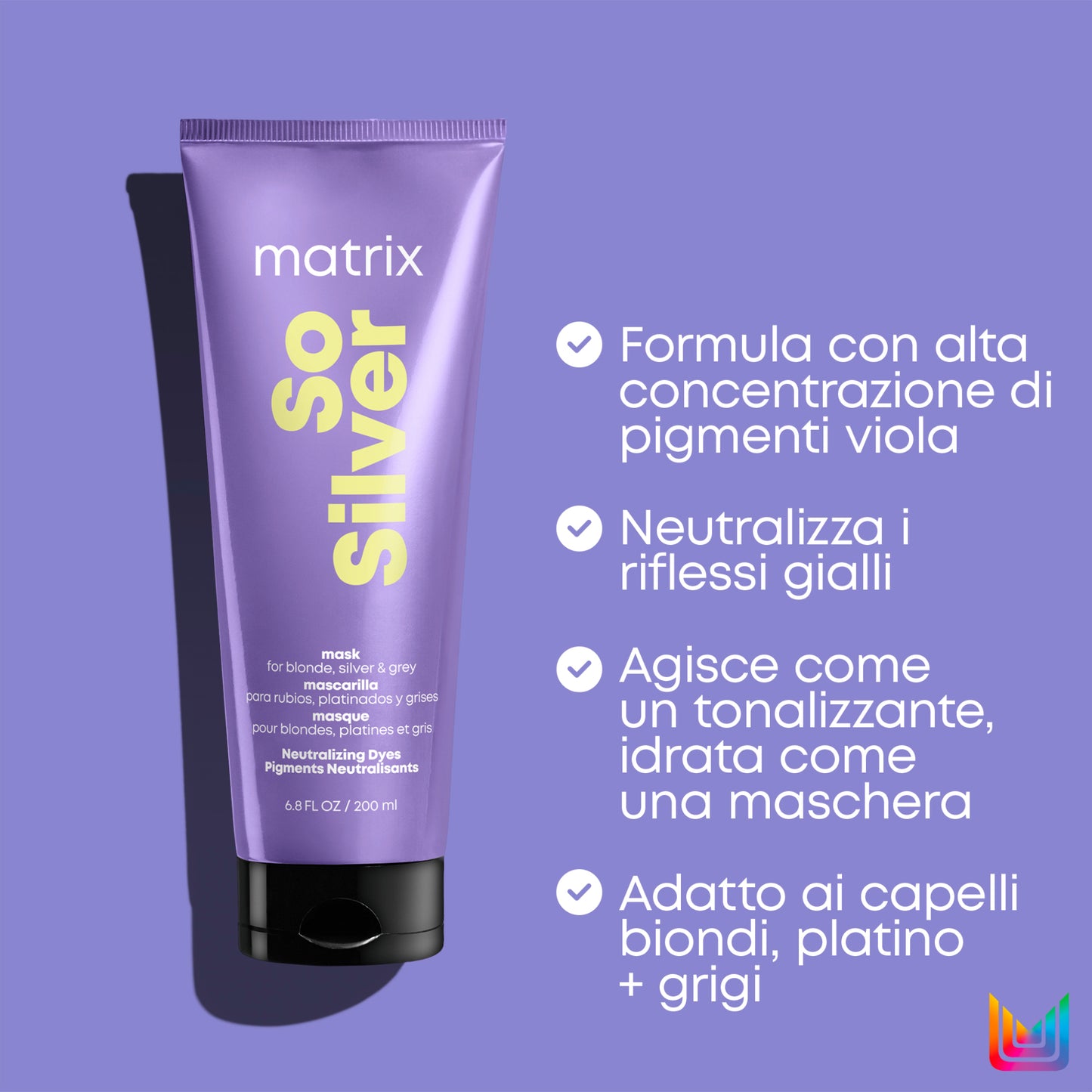 Matrix So Silver Máscara Matizadora Violeta Cabello Rubio O Canoso 200 ML