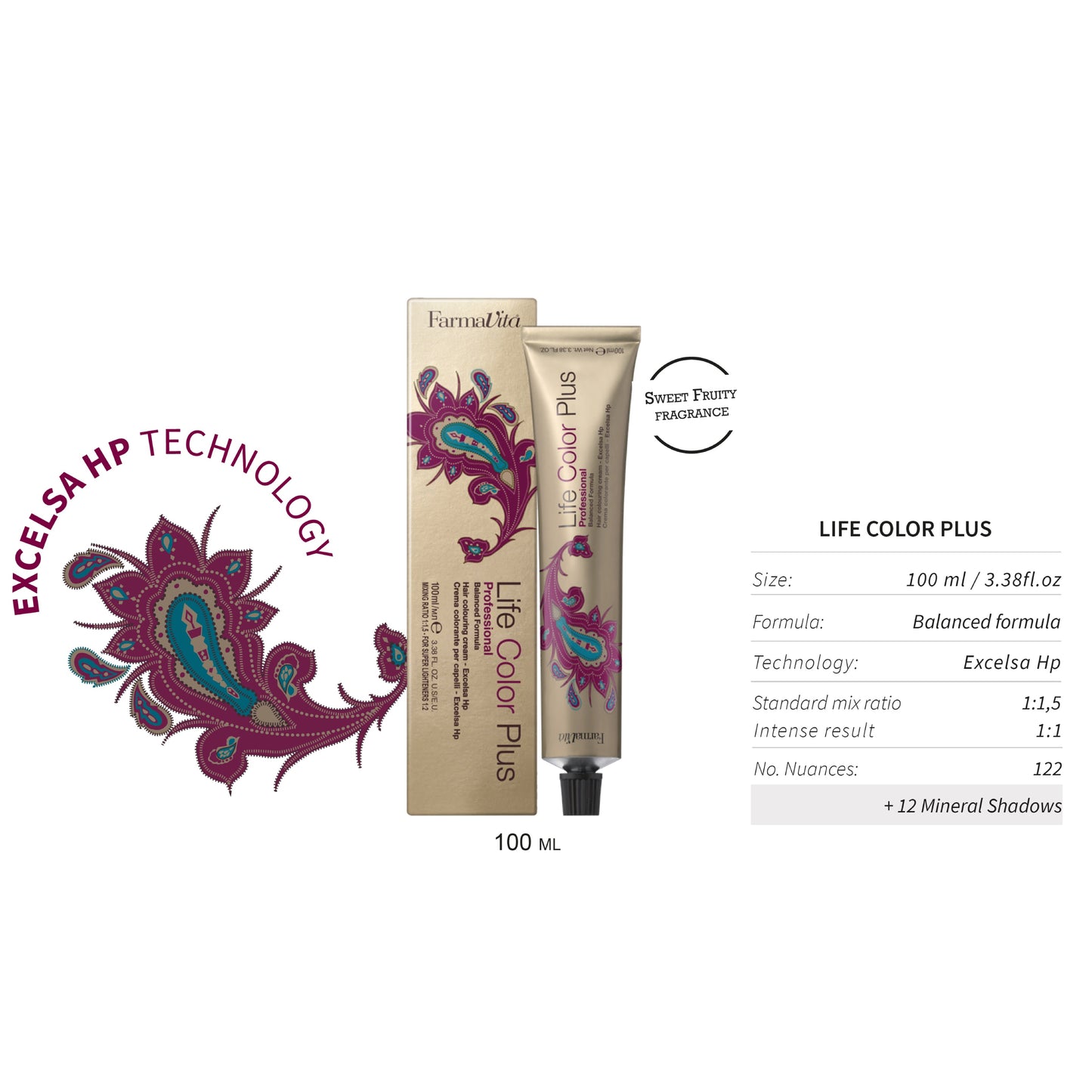 Farmavita Tintura Permanente Life Color Plus 100 ML - 6.12 Rubio Oscuro Ceniza Irisado