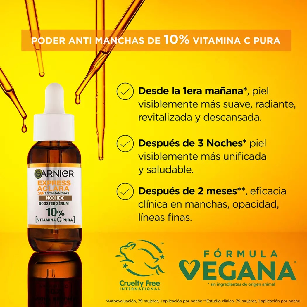 Garnier Express Aclara Serum Booster Noche 10% Vitamina C 50Ml