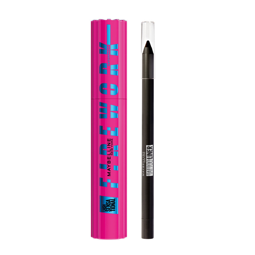 Maybelline Mascara Firework Waterproof + Delineador Tattoo Liner Black