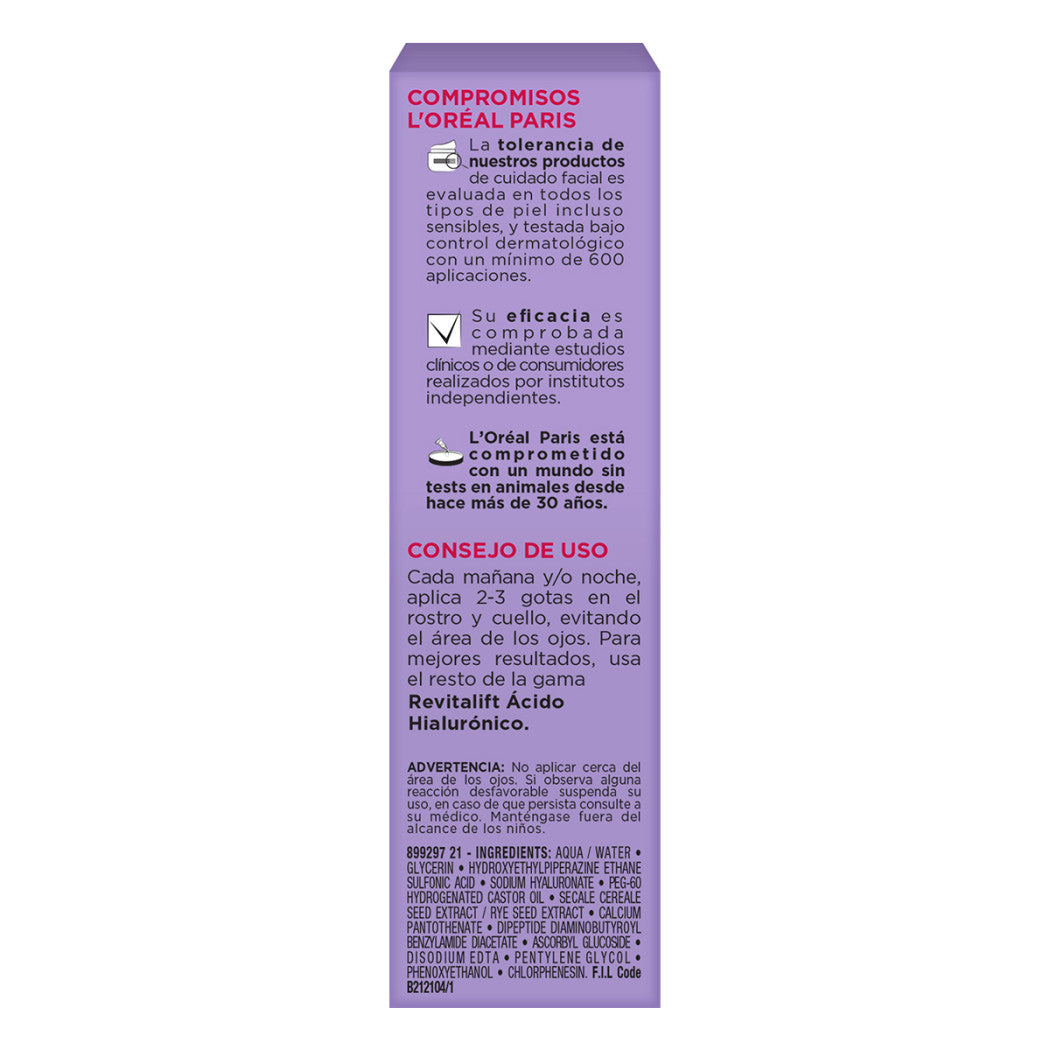 Loreal Revitalift Serum Rellenador 1,5% Acido Hialuronico 30ML
