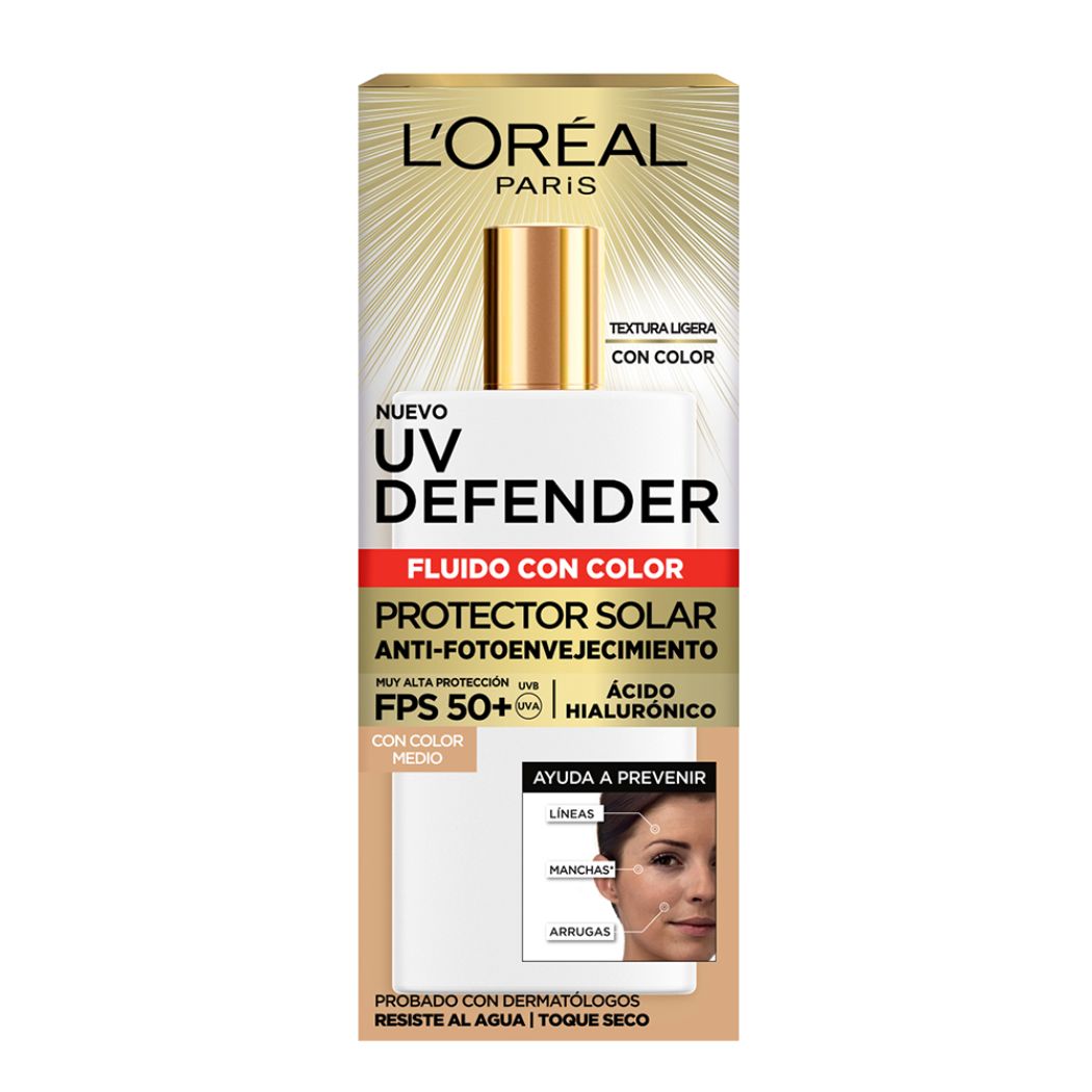 Loreal UV Defender FPS50 Fluido con Color Tono Medio