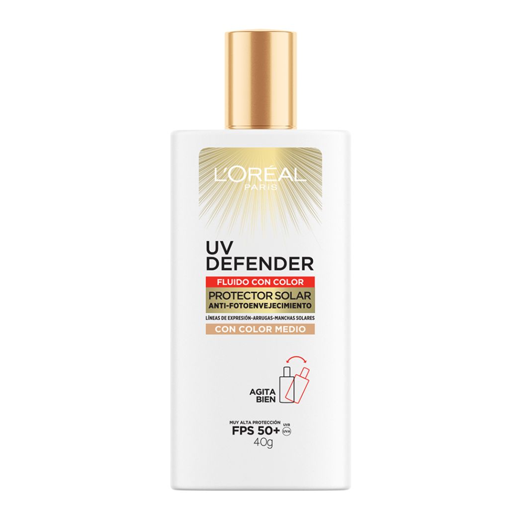 Loreal UV Defender FPS50 Fluido con Color Tono Medio